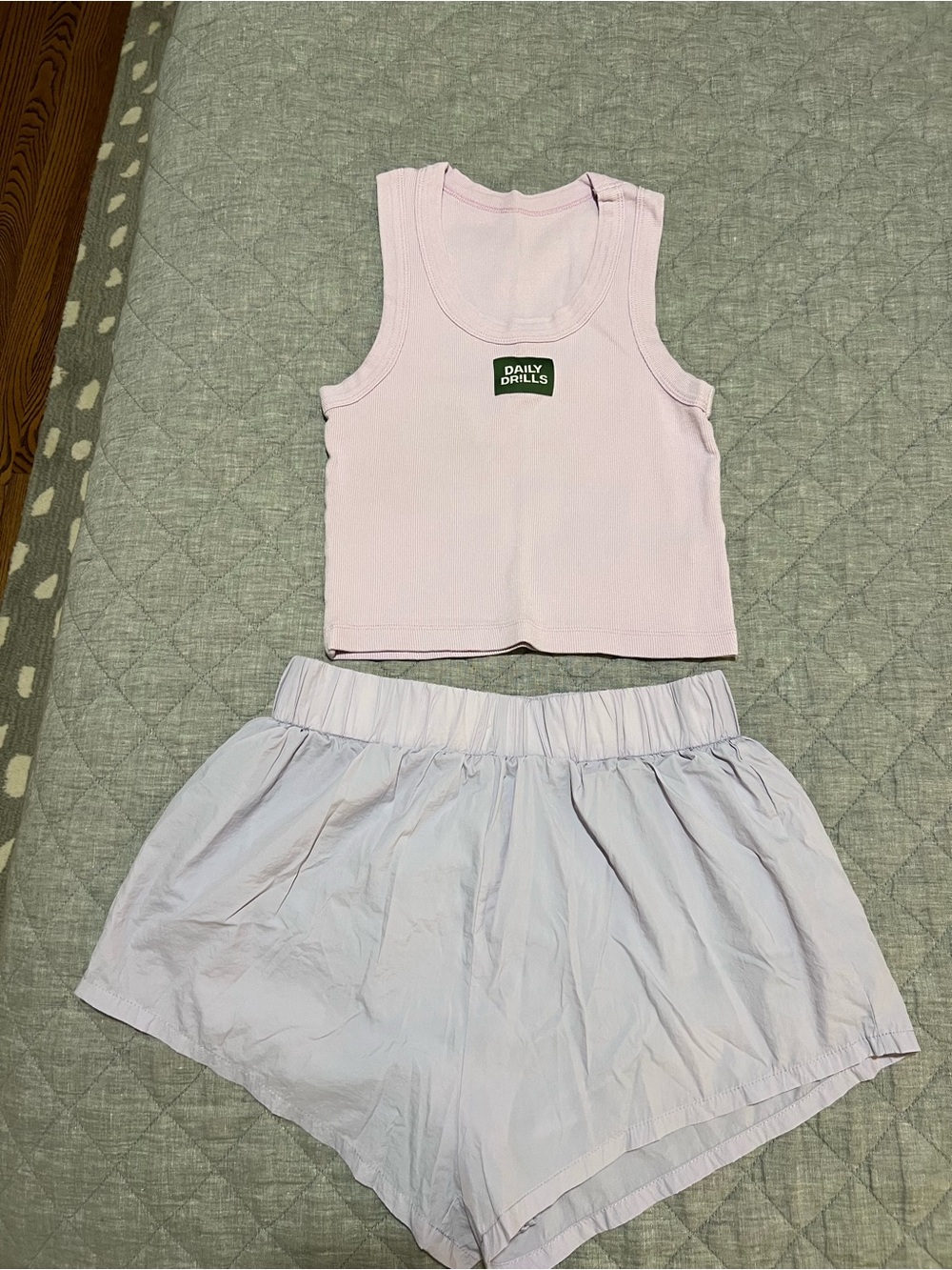 Daily Drills Women's Light Purple Ribbed Tank and Shorts Set